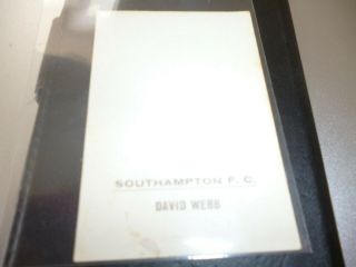 Fks Soccer Stars 1967/68.  David Webb Southampton