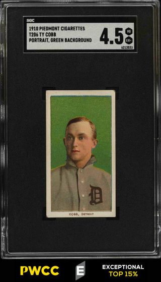 1909 - 11 T206 Ty Cobb Green Portrait Sgc 4.  5 Vgex,  (pwcc - E)