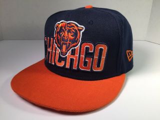 Chicago Bears Era Snapback Adjustable Hat Cap Navy Blue Orange Big Logo Osfa