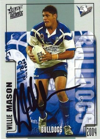 ✺signed✺ 2004 Canterbury Bulldogs Nrl Premiers Card Willie Mason
