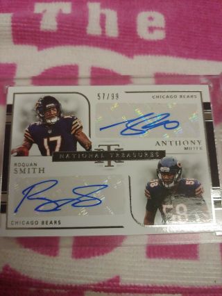 2018 National Treasures Dual Rookie Auto Anthony Miller/roquan Smith /99 4