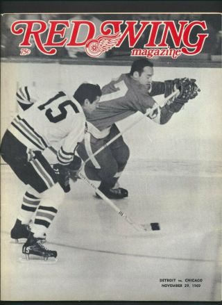 Vintage Detroit Red Wings Nhl Hockey Program Nov.  29/1969 Vs Chicago Mahovlich