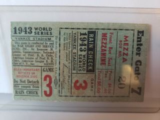 1943 World Series ticket stub York Yankees VS St.  Louis Cardinals 3