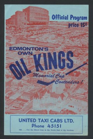 Rare Edmonton Oil Kings Cahl Hockey Program 1956 - 57 Vs Olds Elks Doug Messier