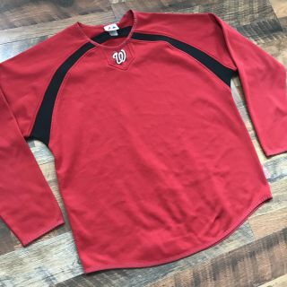 Majestic Washington Nationals Mens Medium Baseball Warm Up Long Sleeve Shirt Red 2