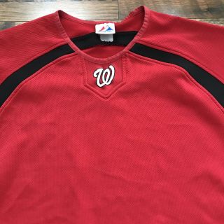 Majestic Washington Nationals Mens Medium Baseball Warm Up Long Sleeve Shirt Red 3