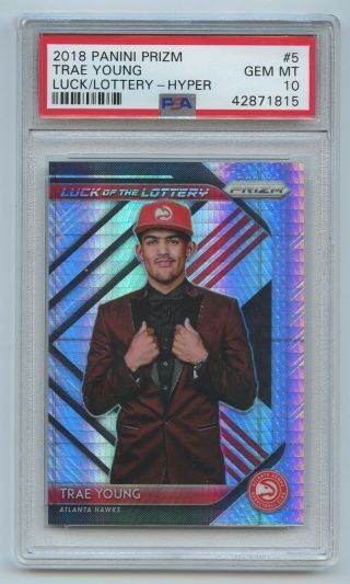 Trae Young 2018 - 19 Panini Prizm Rookie Rc Luck Of The Lottery Hyper Psa 10