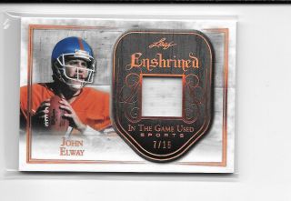 2018 Leaf In The Game Sports John Elway Jersey 7/15 Jersey 1/1 Broncos