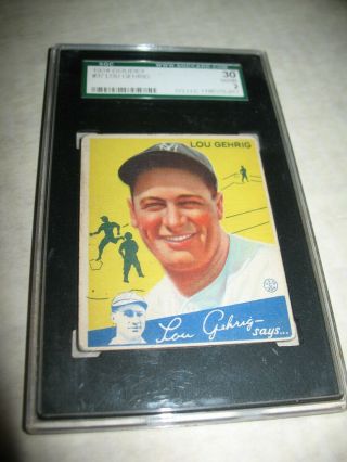 1934 Goudey 37 Lou Gehrig Sgc 30 Good 2
