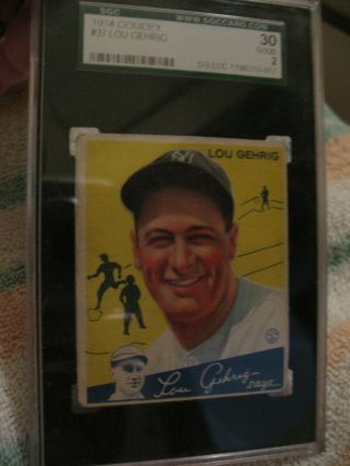 1934 Goudey 37 Lou Gehrig SGC 30 Good 2 8