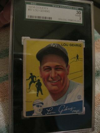 1934 Goudey 37 Lou Gehrig SGC 30 Good 2 9