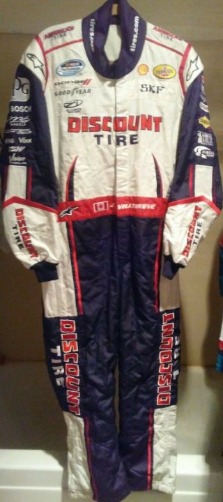 2011 - 12 Jacques Villeneuves Nascar Discount Tires Race Worn Firesuit Alpinestar