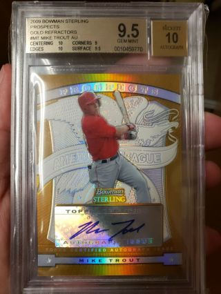 Mike Trout 2009 Bowman Sterling Gold Refractor /50 Gem 2 10 Subs Best Subs?