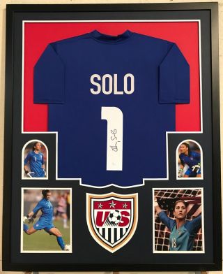 Hope Solo Autographed Custom Framed Team Usa Soccer Jersey Jsa Witnessed