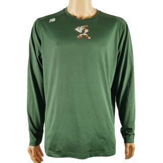 Nb University Of Miami Hurricanes Baseball L/s Dri - Fit Shirt Mens Sz Xxl 2xl