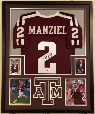 Johnny Manziel Autographed Custom Framed Texas A&m Jersey Psa