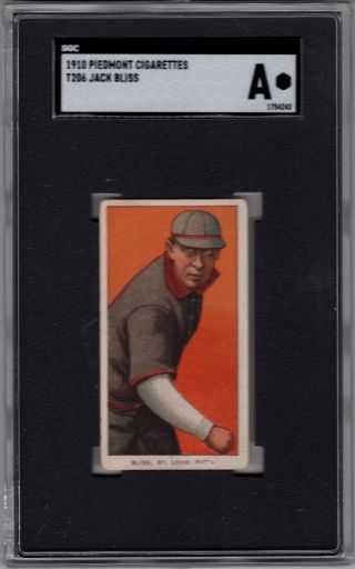 1909 - 11 T206 Jack Bliss Of The St.  Louis Cardinals Sgc Auth