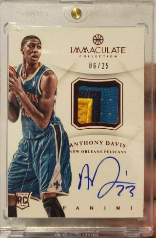 2012 - 13 Immaculate Anthony Davis Rc Chinese Red Sick 3 Clr Patch 6/25 Auto
