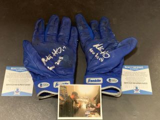 Mitch Haniger Mariners Signed 2018 Game Batting Gloves Beckett Witness 4