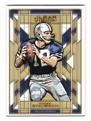 Roger Staubach Dallas Cowboys 2015 Clear Vision Stained Glass Insert Card