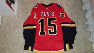 Tanner Glass Calgary Flames Game Worn/ Game Jersey.
