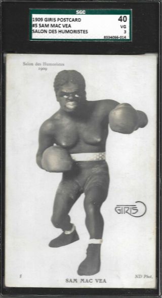 Sam Mac Vea Mcvey Rare 1909 Giris Boxing Postcard 1/1 Jack Johnson Ibhof