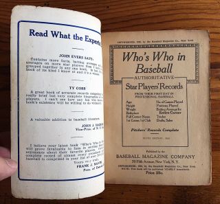 Who ' s Who in Baseball 1920 Fifth Edition Babe Ruth Cover Ty Cobb Joe Jackson 2