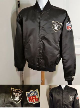 Vtg 100 Authentic Oakland Raiders Satin Starter Jacket Xl Usa Made