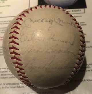 1965 York Yankees Team Signed Baseball Mantle Howard Ford Tresh Plus Jsa Loa