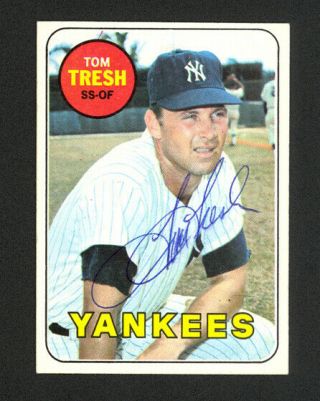 1969 Topps Tom Tresh 212 - York Yankees - Signed Autograph Auto - Ex