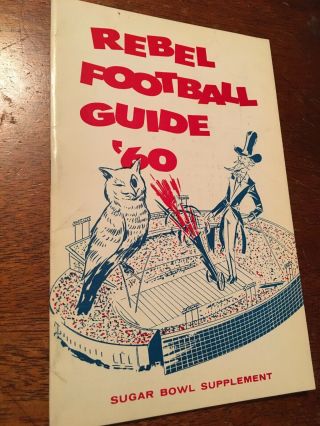 1960 Sugar Bowl Rare Ole Miss Rebels Vs Rice Media Guide Ncaa Football Program