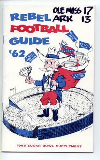 1963 Sugar Bowl Rare Ole Miss Arkansas Media Guide Ncaa Football Program