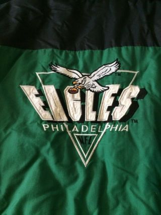 Vintage Logo 7 Authentic Philadelphia Eagles Spellout Stitched Winter Jacket Med