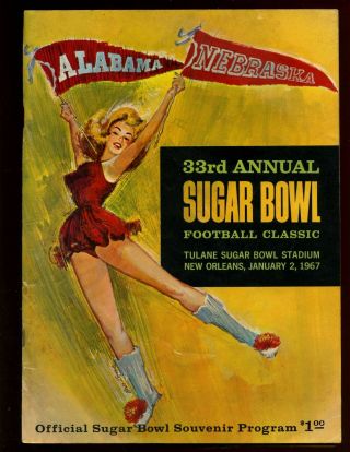 1967 Ncaa Football Program Sugar Bowl Alabama Vs Nebraska Ex