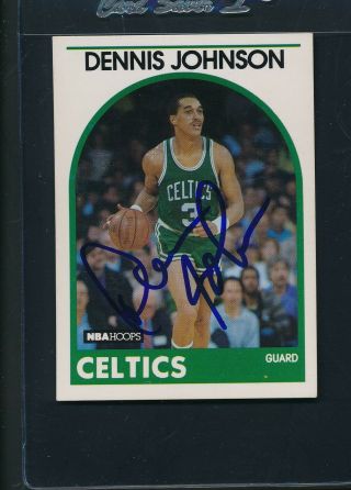 1989 - 90 Hoops 121 Dennis Johnson Celtics Signed Auto A4412