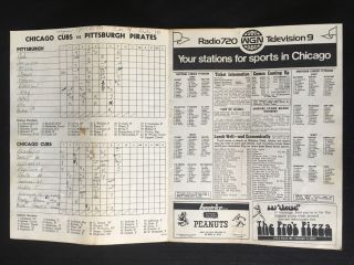 1973 CHICAGO CUBS VS PITTSBURGH PIRATES BASEBALL PROGRAM/SCORECARD 121418 2