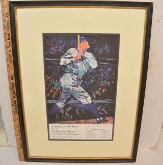 Babe Ruth Signed " Leroy Neiman " Framed Poster,  Salute To Babe Ruth