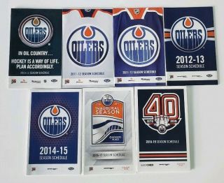Edmonton Oilers 7 Assorted Pocket Schedules 2011 - 2019 Seasons Nm - M