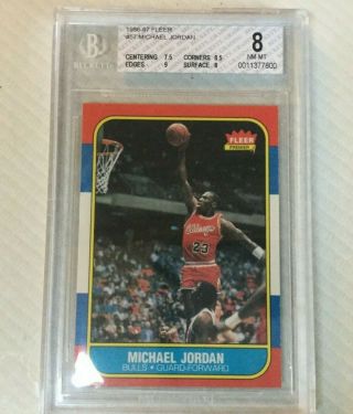 1986 - 87 Fleer Michael Jordan Rookie Card 57 Bgs 8 Basketball Nm/mint