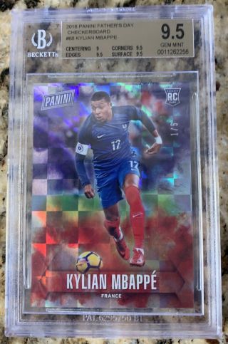 1/5 Kylian Mbappe 2018 Panini Father’s Day Rookie Rc Bgs 9.  5 France Pop 1 Futbol