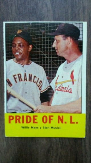 1963 Topps 138 Willie Mays Stan Musial Bv $80 Pride Of The Nl San Francisco