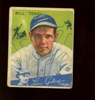 1934 Goudey Baseball Card 21 Bill Terry