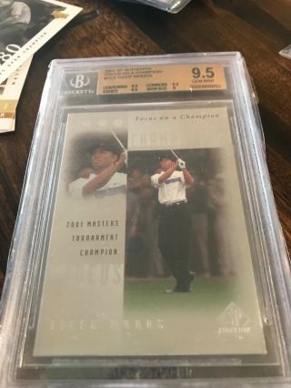 Tiger Woods 2001 Sp Authentic Focus On A Champion Fc4 Bgs 9.  5