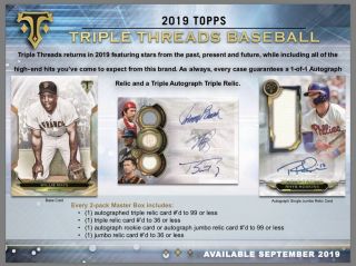 2019 Topps Triple Threads Factory Hobby Case (18 Boxes)