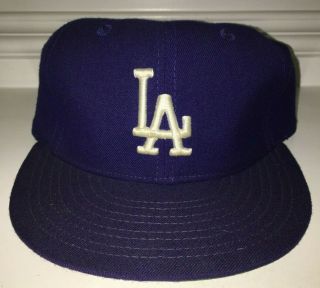 Rare 1960s Los Angeles Dodgers Era On Field Cap Hat 7 3/8 Vintage Leather