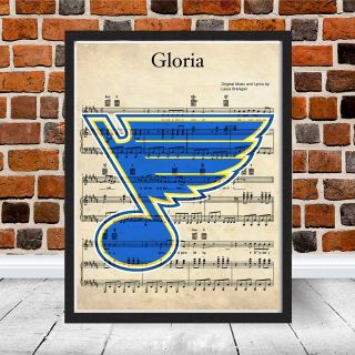 St Louis Blues Logo Play Gloria Stanley Cup Wall Decor Gift Hockey Music Art 3