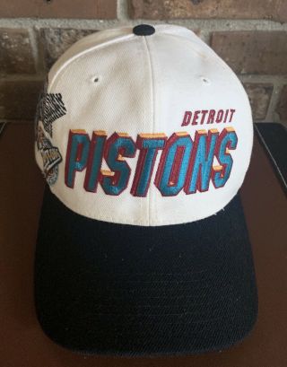 Vintage Detroit Pistons NBA Sports Specialties 90s Snapback Hat Cap White Teal 5