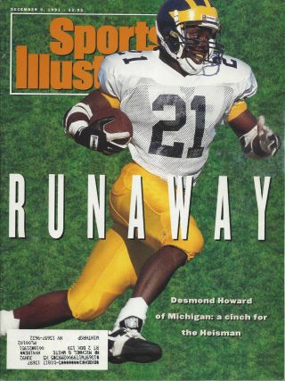 Sports Illustrated December 9 1991 Desmond Howard Michigan Wolverines