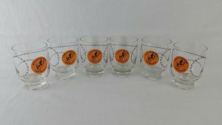 Vintage Baltimore Orioles Collectors Bar Glasses Set Of 6
