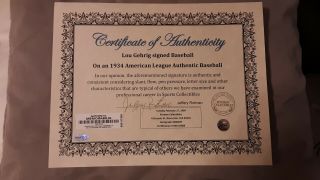 Lou Gehrig signed baseball 1934 Yankees.  Rotman Collectibles. 4